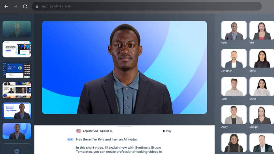 Synthesia erstellt mithilfe von KI-Techniken und Avataren personalisierte Videos.